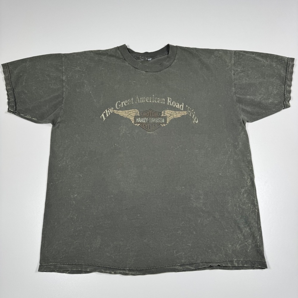 VTG 2002 HARLEY DAVIDSON Shirt Puerto Rico - Great American Roadtrip Green XXL - Picture 1 of 12